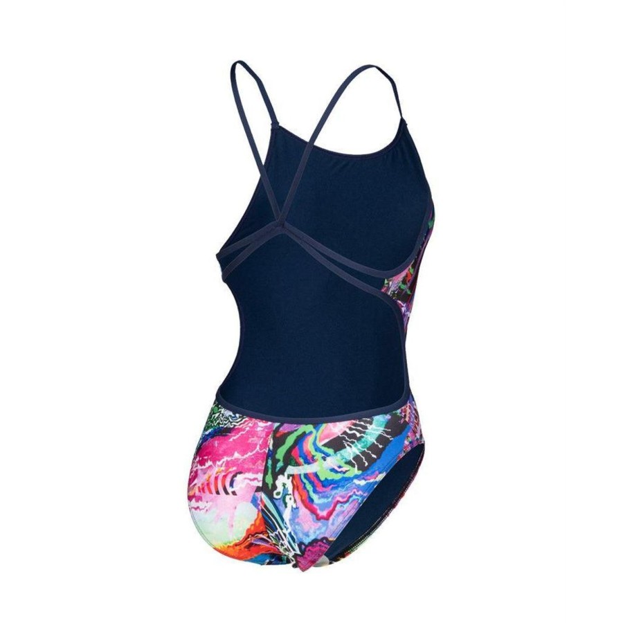 Women Arena One Piece Swimwear | Arena Allover Lace Back 750 Nvy/Multi