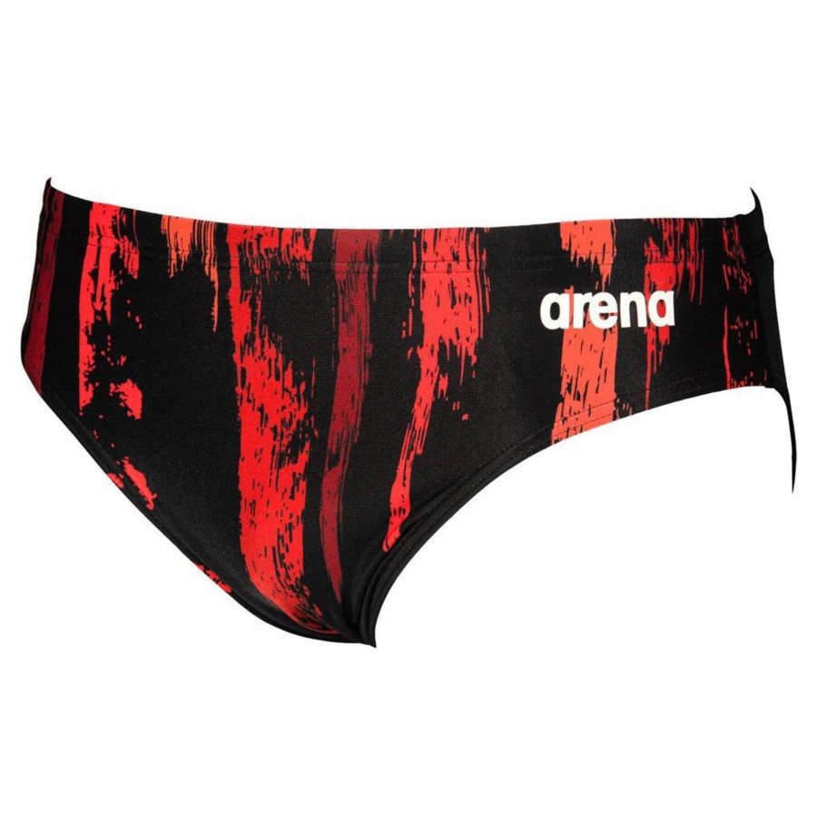 Men Arena Swim Briefs | Arena Painted Stripes Brief 504 Blk-Multi-Red