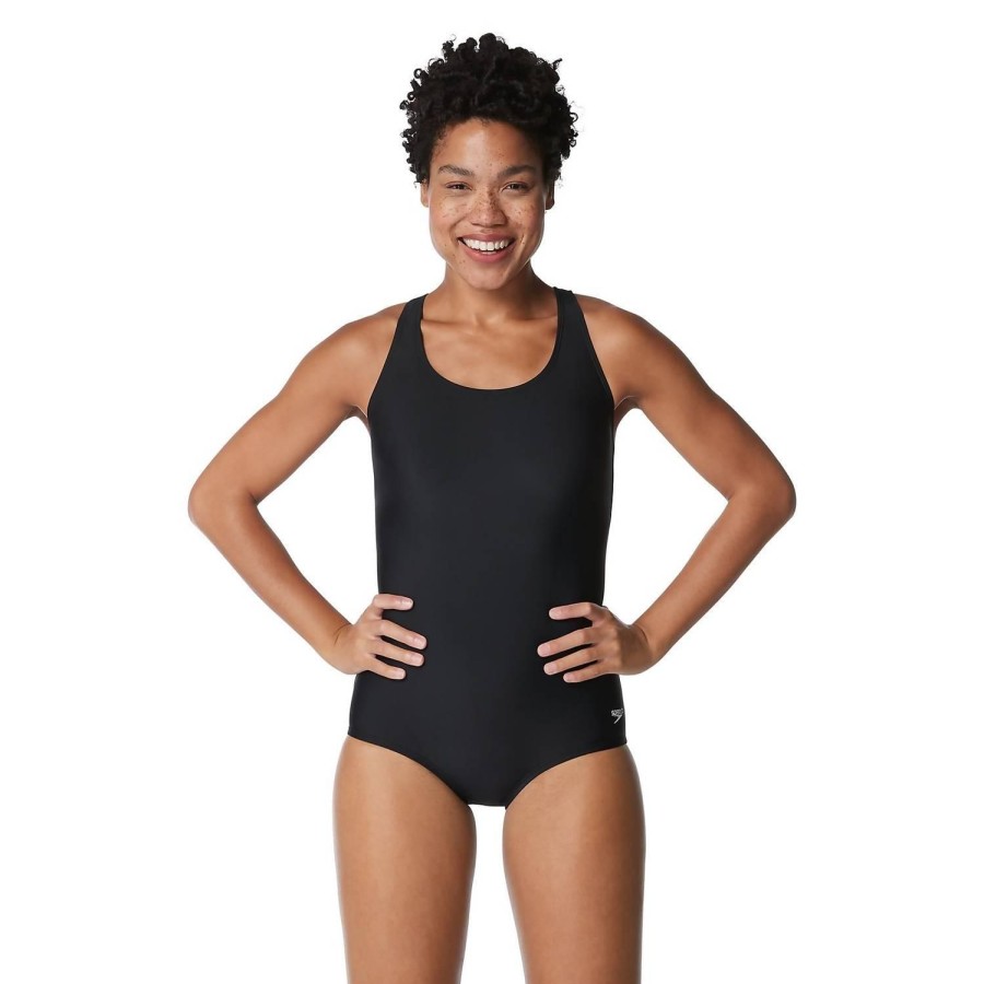 Women Speedo One Piece Swimwear | Speedo Moderate Ultraback-Powerflex 001 Black