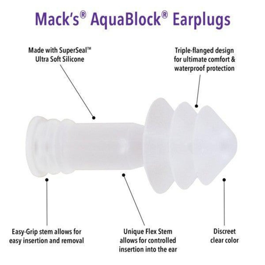 Bags & Accessories Mack's | Mack'S Aqua Block Silicone Earplugs-2 Pair