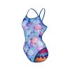 Women Arena One Piece Swimwear | Arena Reversible Challenge Back 700 Neon Blue Multi