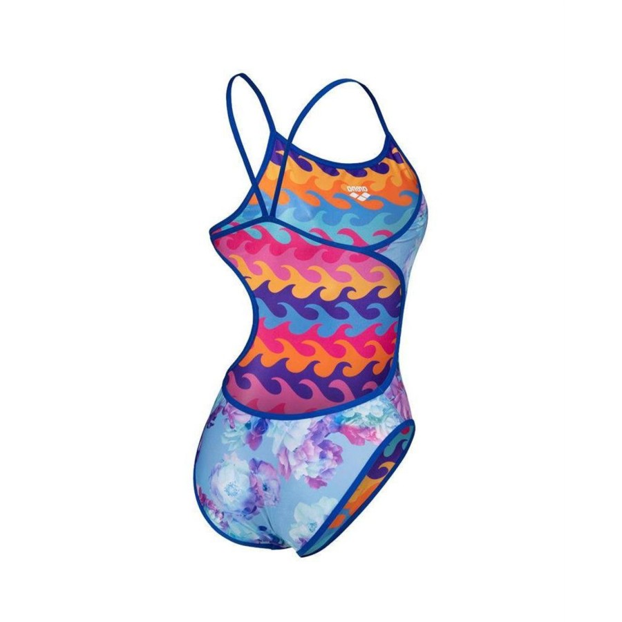 Women Arena One Piece Swimwear | Arena Reversible Challenge Back 700 Neon Blue Multi