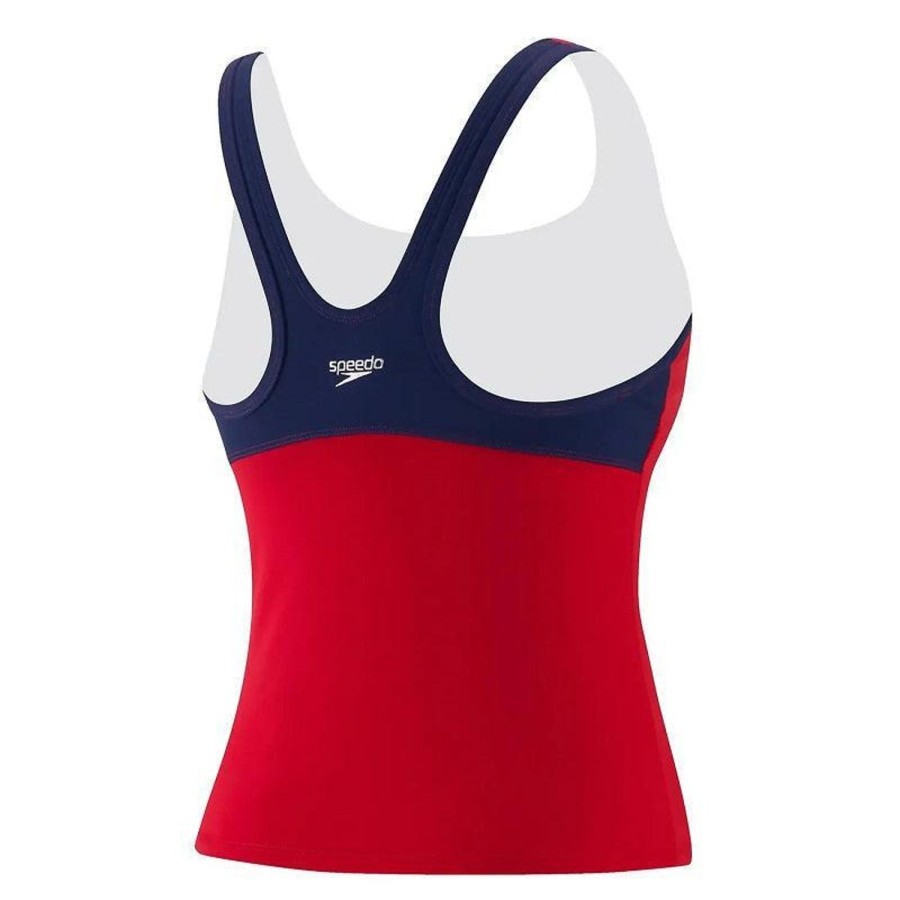 Women Speedo Women'S Two Piece Swimwear | Speedo Guard Tankini 623 Us Red