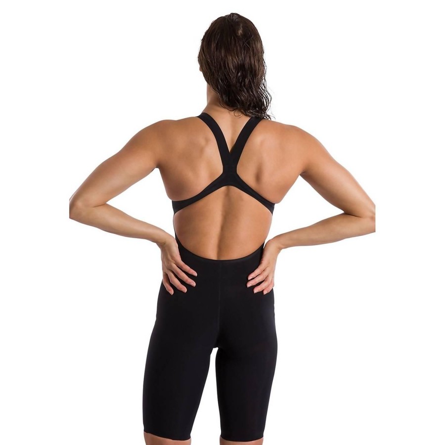 Women Speedo Racing & Tech Suits | Speedo Fastskin Lzr Pure Valor Open Back Kneeskin 001 Black