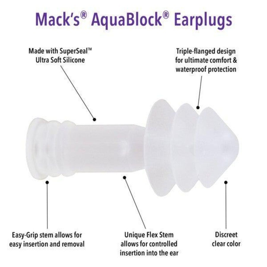 Bags & Accessories Mack's | Mack'S Aqua Block Silicone Earplugs W/Case