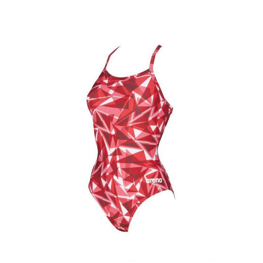 Women Arena One Piece Swimwear | Arena Shattered Glass Light Drop Back 470 Fluo Red