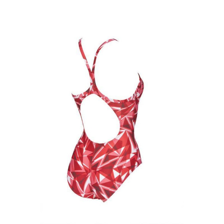 Women Arena One Piece Swimwear | Arena Shattered Glass Light Drop Back 470 Fluo Red