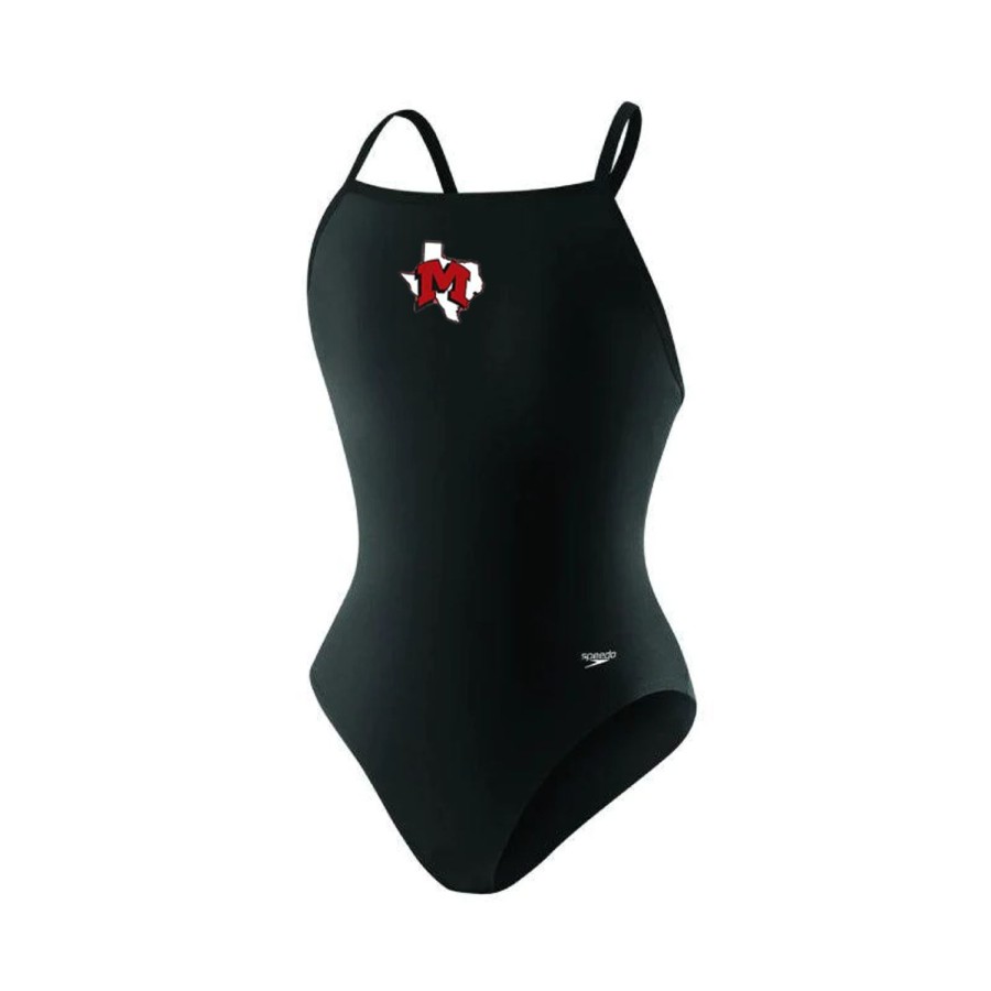 Kids Speedo Girls Swimwear | Macarthur-Speedo Solid Flyback W/Logo 006 Blk/Blk