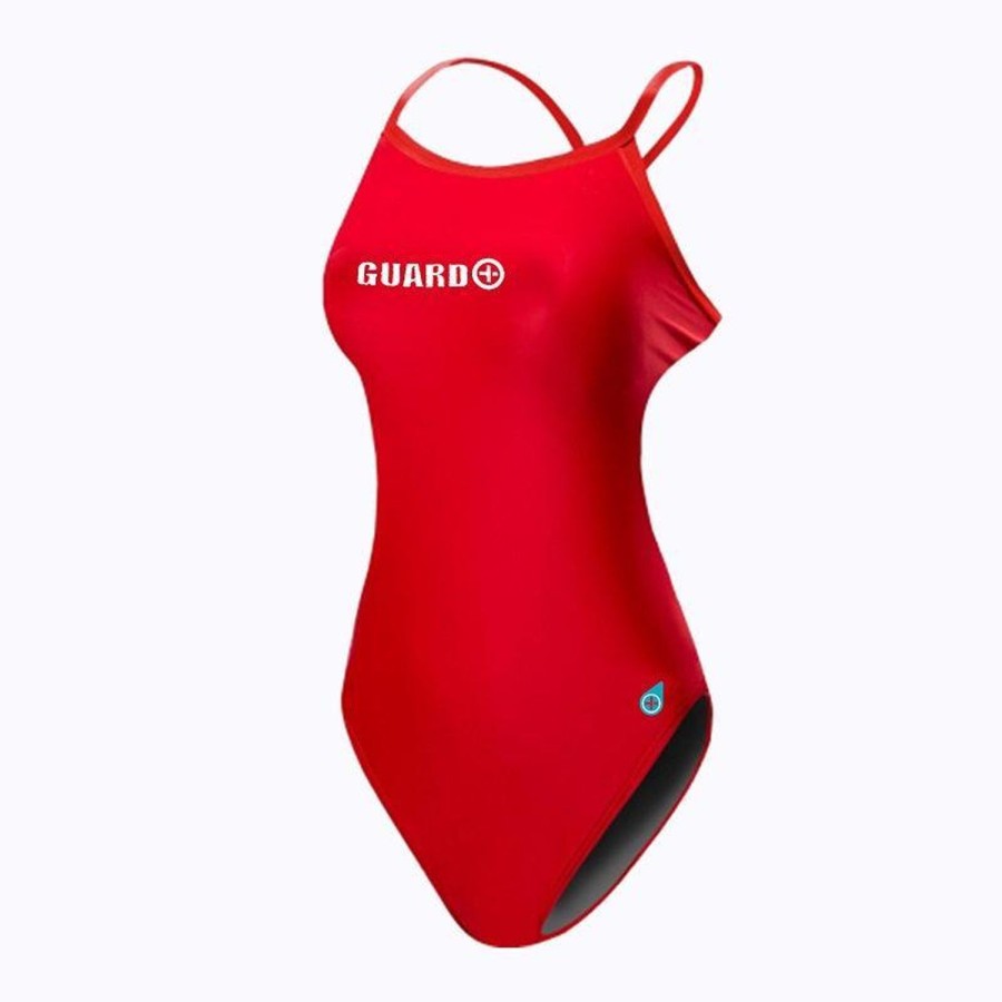 Women Watermen Women'S One Piece Swimwear | Watermen X-Back Elite W/Guard Logo