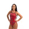 Women Dolfin One Piece Swimwear | Dolfin Xtrasleek Eco Hurricane V-2 Back-Lycra 085 Red