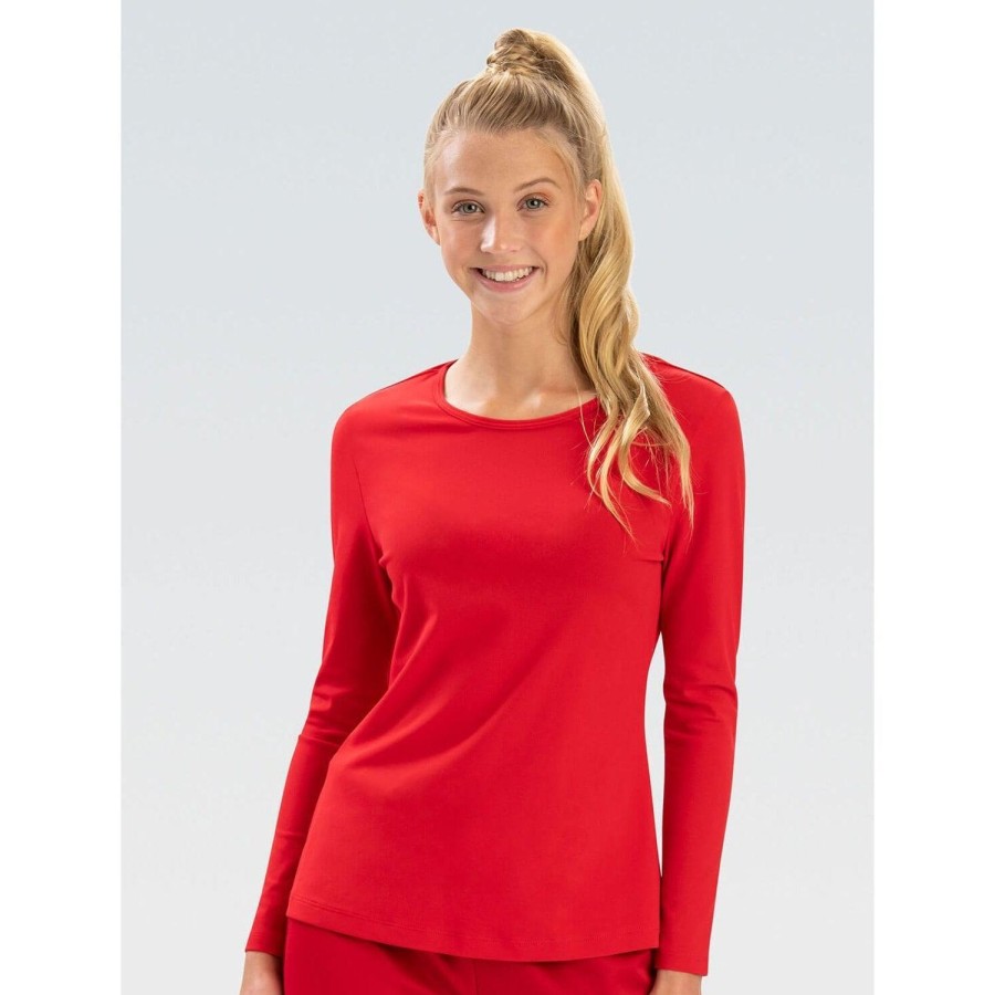 Lifeguard Dolfin Rashguards, Shorts & Apparel | Dolfin Women'S Crew Neck Long Sleeve Rash Guard 250D Red