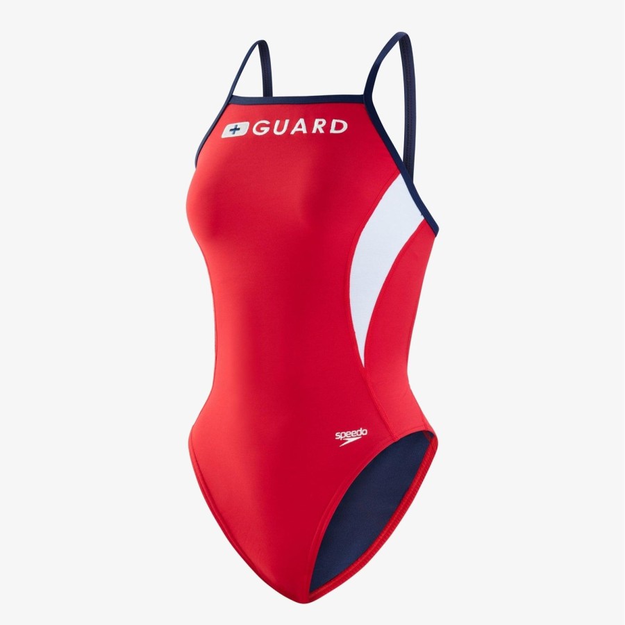 Women Speedo Women'S One Piece Swimwear | Speedo Guard Energy Back 623 Us Red